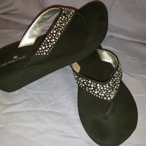 Black &Rhinestone Sandals Size 8 Monterey Bay Club